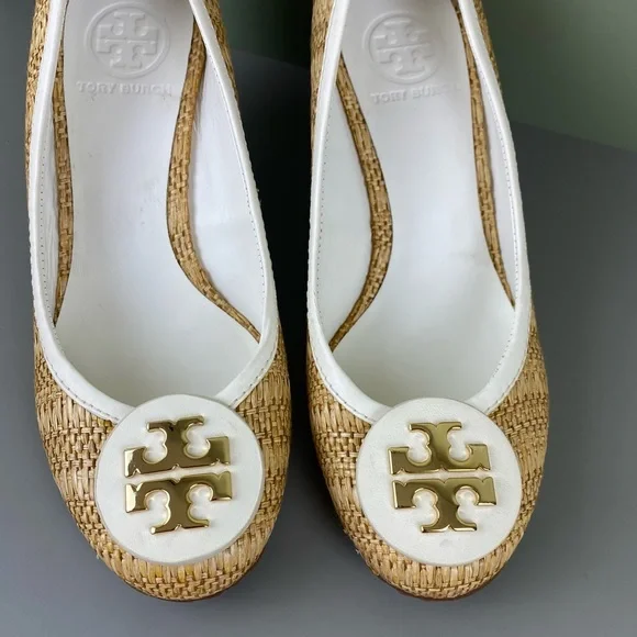 Tory Burch Sally Raffia Straw Natural/Bleach Wedges Size 7 - Picture 4 of 12